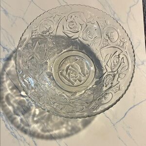 Vintage Clear Glass Rose Bowl